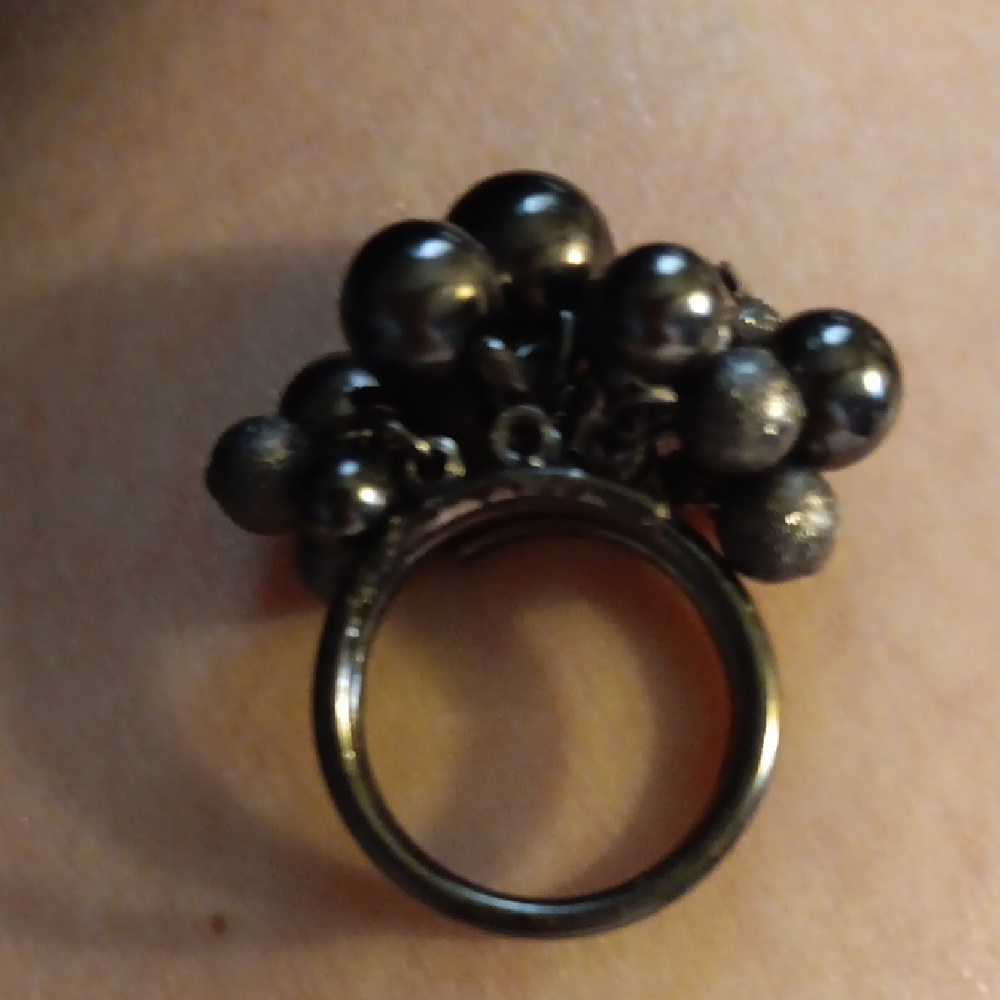 Bold Black Cluster Ring with Sculptural Design